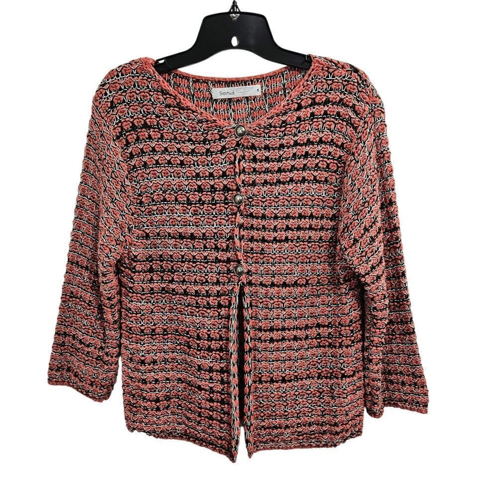 Skovhuus Womens Striped Pink Sweater Cardigan Denmark Size Medium